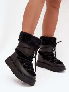 Dámské Sněhule S Kožešinou A Šněrováním Na Platformě Černé Marinna