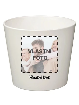 Bílý keramický květináč s fotografií - velký