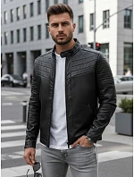 Pánská kožená bunda TX4243 černá - FashionStreet