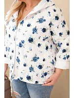 Dámská jarní bunda Plus Size s drobným květinovým vzorem tmavě modrá