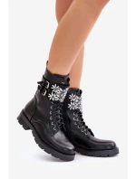 Zateplené pracovní boty s ozdobným pásem a přezkami černé Viveria Zateplené pracovní boty s ozdobným pásem a přezkami černé Viveria