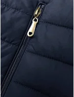 Tmavě modrá dámská prošívaná vesta s kapucí (16M9150-215)