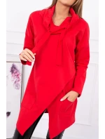 Červená tunika nadměrné velikosti s obálkovou přední částí