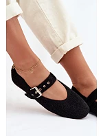 Dámské baleríny s páskem Černé Pamira