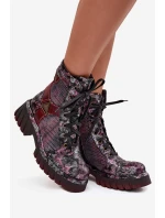 Dámské kotníčkové kožené workery 07072-23 Bordó vzor - Maciejka Dámské kotníčkové kožené workery 07072-23 Bordó vzor - Maciejka
