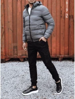 Pánská prošívaná zimní bunda s kapucí šedá FashionStreet TX4844 Pánská prošívaná zimní bunda s kapucí šedá FashionStreet TX4844