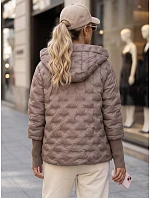 Dámská prošívaná bunda s kapucí, béžová, FashionStreet TY5868 Dámská prošívaná bunda s kapucí, béžová, FashionStreet TY5868