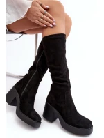 Dámské kotníkové boty na masivním sloupku D&A SN622-10A černé Dámské kotníkové boty na masivním sloupku D&A SN622-10A černé