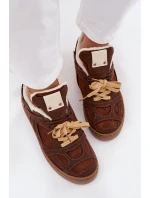 Dámské tenisky na platformě s teplým kožíškem hnědé Solvia