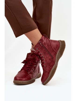 Dámské kozačky s teplým kožíškem z eko kůže bordové Ulverina