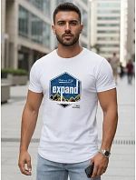 Pánské bavlněné tričko s potiskem EXPAND bílé FashionStreet NX5004R Pánské bavlněné tričko s potiskem EXPAND bílé FashionStreet NX5004R