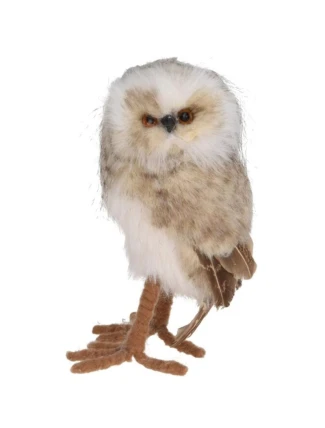 DEKORATIVNÍ SOVA STOJÍCÍ VLEVO 17CM HNĚDÁ