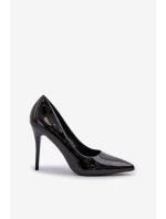 Lakované Lodičky Se Špičatými Špičkami Černé Omenra