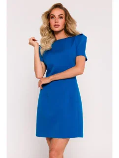 M777 Mini šaty s vycpávkami na ramenou - modré