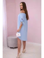 Šaty svázané na rukávech modré