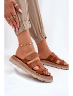 Dámské Pantofle Z Přírodní Kůže Na Platformě Hnědé Zazoo 40440 Dámské Pantofle Z Přírodní Kůže Na Platformě Hnědé Zazoo 40440