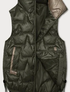 Krátká dámská vesta v khaki barvě se stahovacími boky S'West (B8358-11)