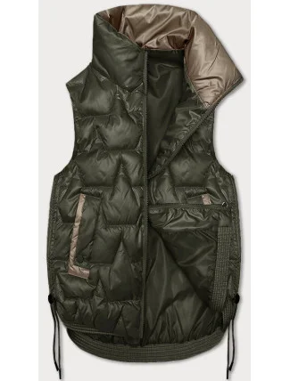 Krátká dámská vesta v khaki barvě se stahovacími boky S'West (B8358-11) Krátká dámská vesta v khaki barvě se stahovacími boky S'West (B8358-11)
