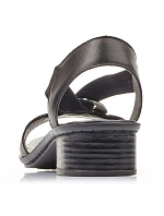 Dámské kožené sandály s gumovými pásky černé Rieker 62662