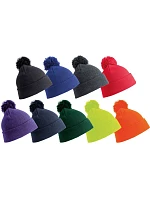 Result Headwear RC 028J Dětská pletená čepice s bambulí 28.028J fluorescent orange