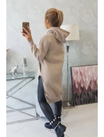 Zateplená mikina s bočními rozparky béžová Zateplená mikina s bočními rozparky béžová