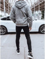 Pánská rozepínací zateplená mikina světle šedá FashionStreet BX5596