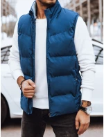 Pánská prošívaná modrá vesta FashionStreet TX4569 Pánská prošívaná modrá vesta FashionStreet TX4569