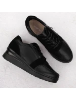 Černé dámské kožené tenisky na podpatku Sergio Leone PB236-S