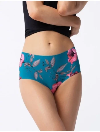 Dámské kalhotky simple maxi Wild Rose petrolejová se vzorem - Julimex Dámské kalhotky simple maxi Wild Rose petrolejová se vzorem - Julimex