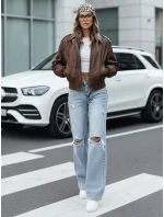 Dámská kožená bunda bomber hnědá FashionStreet TY5219