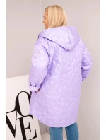 Dámská bunda Plus Size prošívaná s kapucí a nápisem HOPE světle fialová