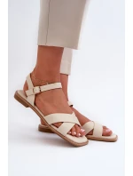 Dámské Ploché Sandály Z Ekokože S.Barski KV27-003 Beige Dámské Ploché Sandály Z Ekokože S.Barski KV27-003 Beige