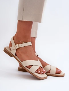 Dámské Ploché Sandály Z Ekokože S.Barski KV27-003 Beige