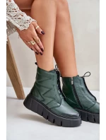 Zazoo 60472 Kožené Boty Na Platformě A Klínu Tmavě Zelené Zazoo 60472 Kožené Boty Na Platformě A Klínu Tmavě Zelené