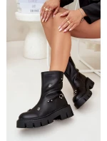 Zateplené dámské boty na zip s ozdobami černé Thavira