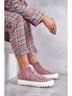 Dámské Tenisky Big Star Vysoké Zateplené Růžové EE274113