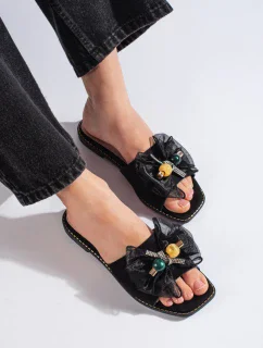 Trendy nazouváky dámské černé na plochém podpatku