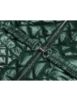 Tmavě zelená prošívaná dámská bunda s páskem (BH2208) Tmavě zelená prošívaná dámská bunda s páskem (BH2208)