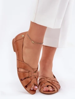 Kožené Baletky S Otevřenými Prsty Maciejka 06908-29/001-1 Hnědé