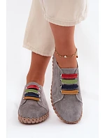 Kožené semišové dámské polobotky Vinceza 95377 Šedé