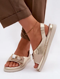 Kožené dámské sandály s ozdobou D&A GR61-5932 Zlaté