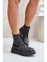 Zazoo 60472 Kožené Botky Na Platformě A Klínu Černé