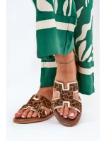 Kožené Ploché Klapky S Pantherou Zazoo 40383 Hnědé