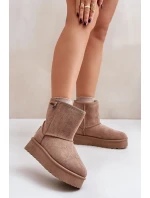 Vysoké Dámské Sněhule Na Platformě Big Star OO274A097 Béžové