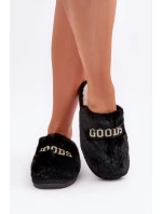 Dámské Pantofle S Kožíškem A Nápisem Černé Kalelia