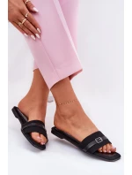 Ploché Dámské Pantofle S Páskem A Přezkou Černé Zilina