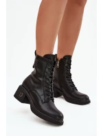 Zateplené dámské kotníkové boty z pravé kůže na klínku Vinceza 66819 Černé