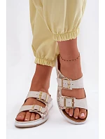 Dámské pantofle světle béžové s přezkami Inblu SD000001