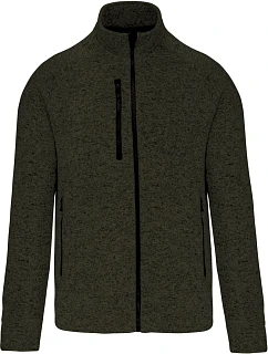 Kariban K 9106 Pánská melanžová pletená fleecová bunda 20.9106 dark khaki melange