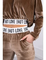 Velurová souprava s kapucí hnědá Velurová souprava s kapucí hnědá